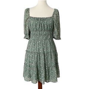 NWT TRIXXI Green & Pink Flower Dress